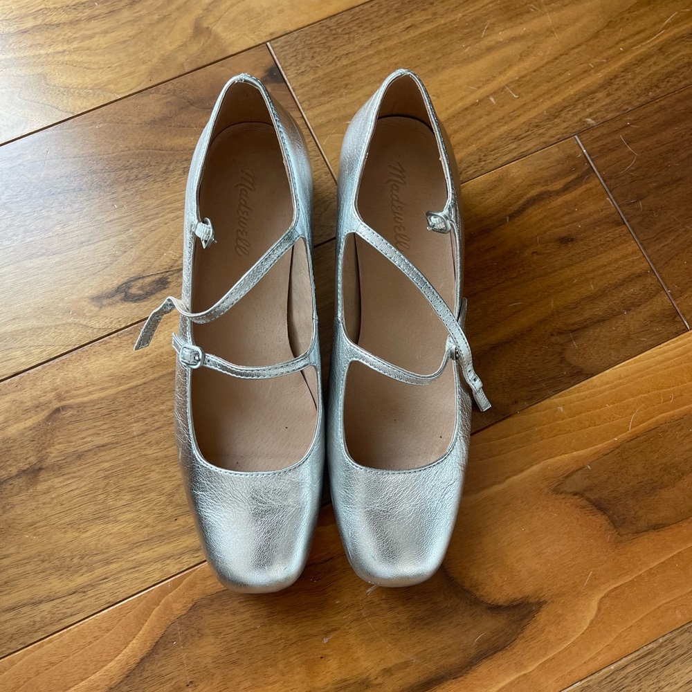 Madewell Silver Double Strap Flats